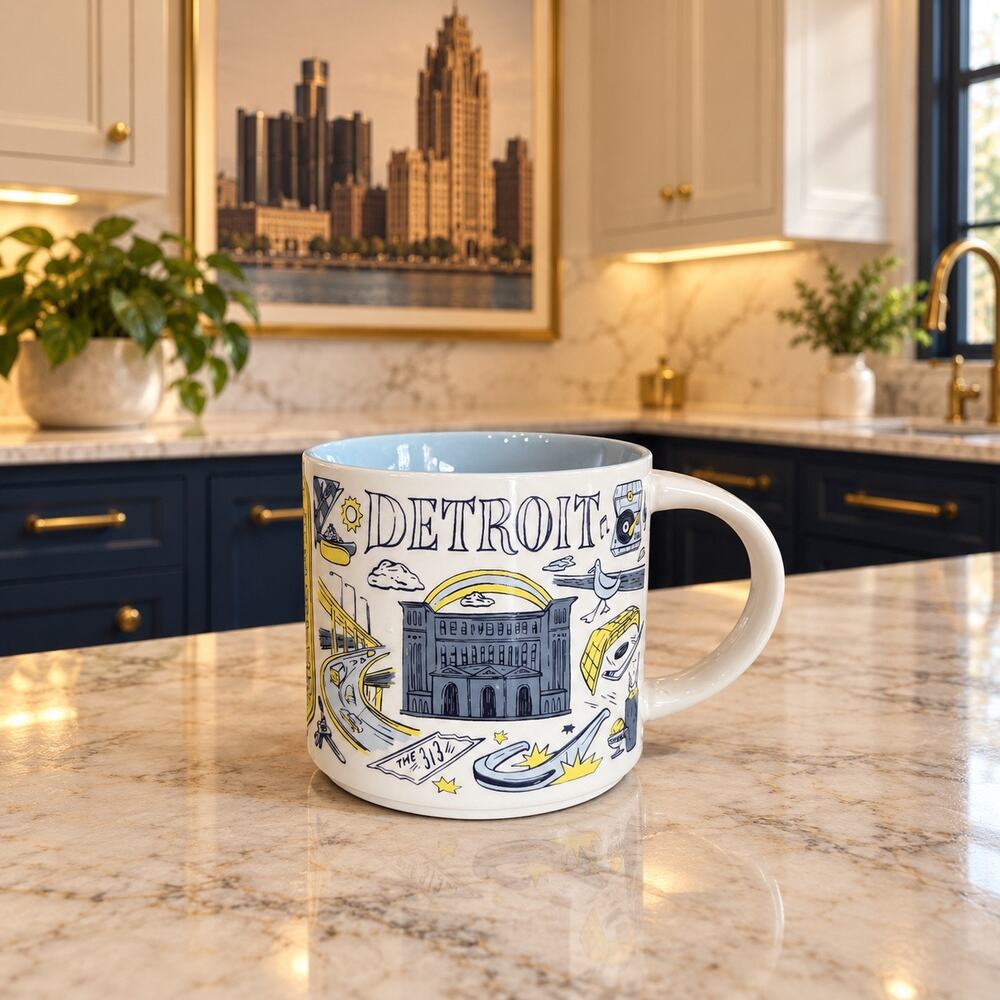 Starbucks Detroit Been There Series Coffee Mug 14 oz Michigan NWT no Box